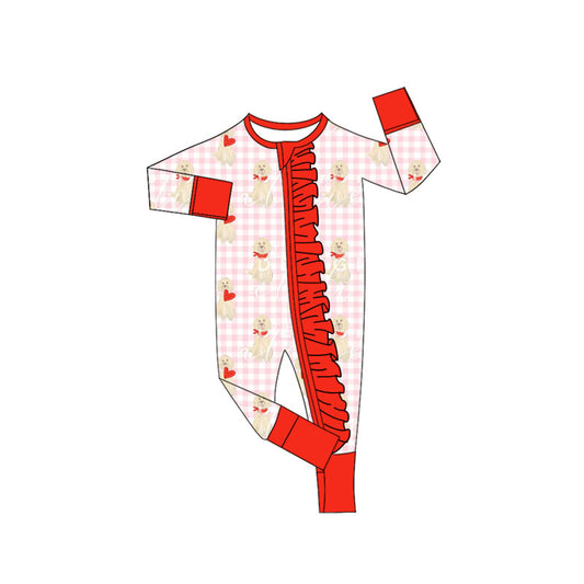 presale LR2681 Baby Girls Pink Stripes Hearts Pockets Pant Valentine Jumpsuits  D 916