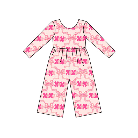 presale LR2700  Baby Girls Pink Bows XOXO Checked Valentine Pants Jumpsuits  D 923