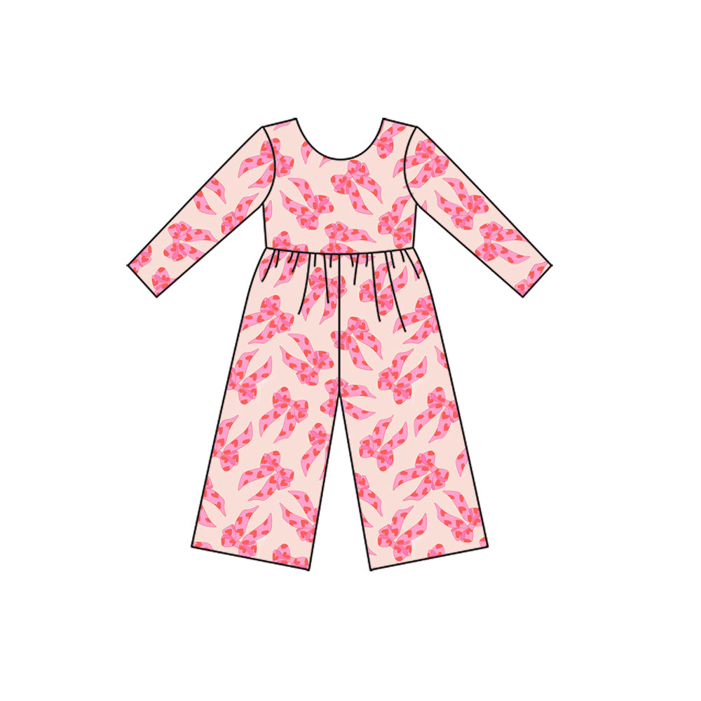 presale LR2709 Baby Girls Pink Hearts Bows Pants Valentine Jumpsuits   D 924