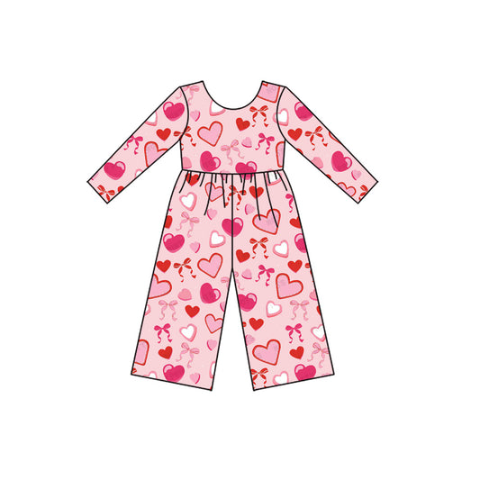 presale LR2712  Baby Girls Pink Hearts Bows Pants Valentine Jumpsuits D 924