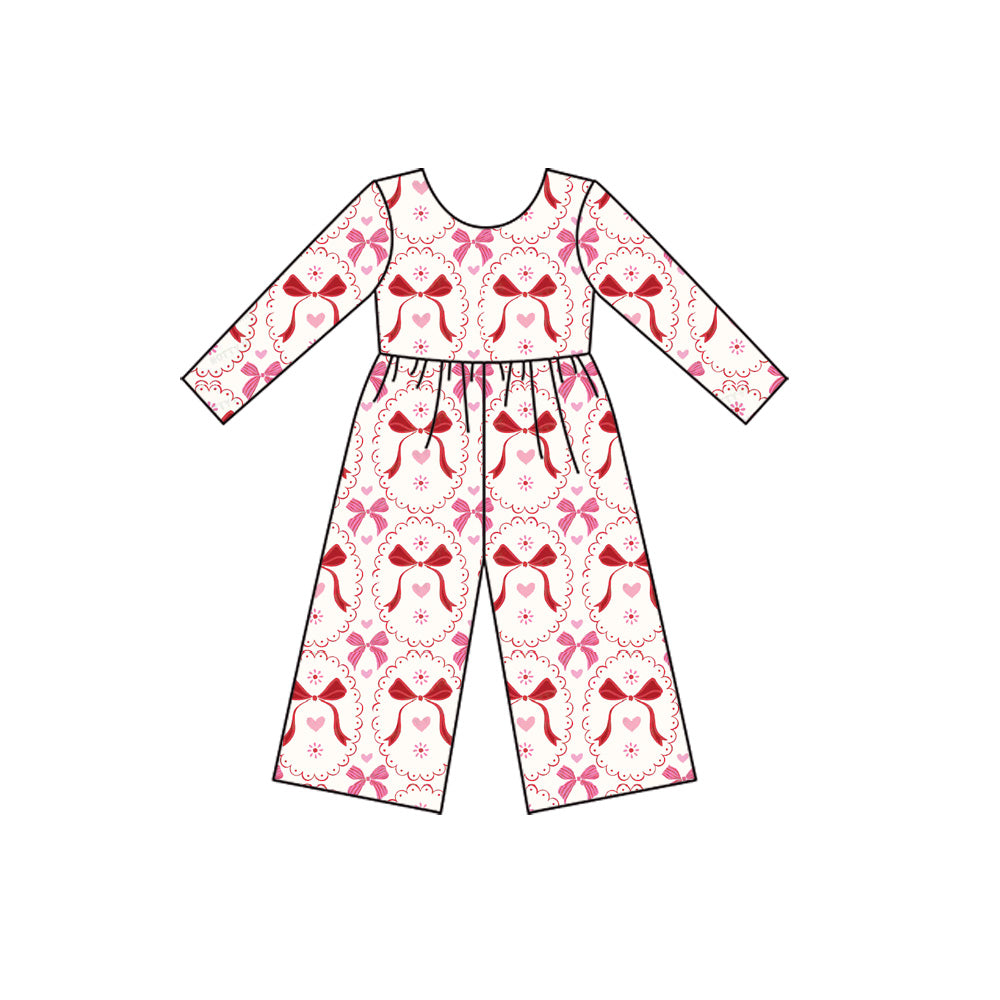 presale LR2713  Baby Girls Hearts Bows Checked Pants Valentine Jumpsuits  D 924