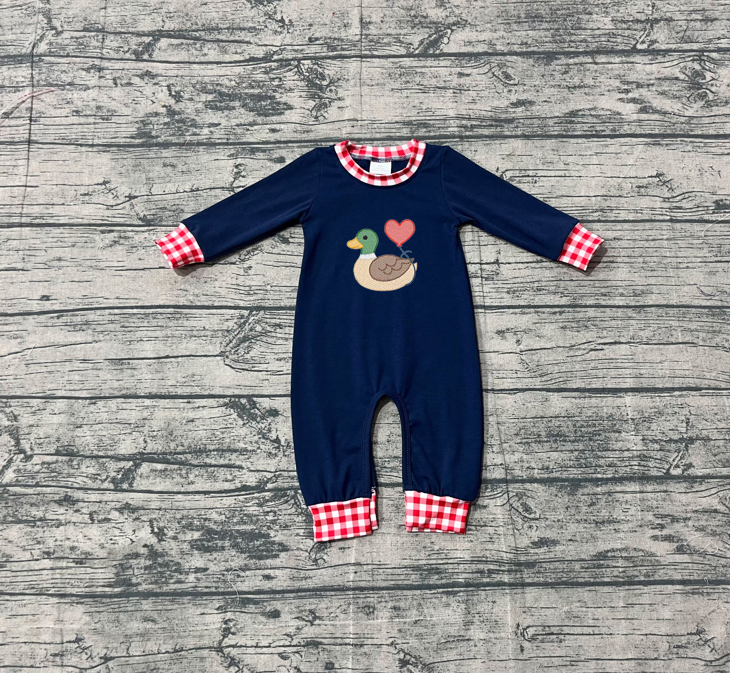 presale LR2721   Baby Boys Hearts Ducks Valentine Footie Rompers  D 925