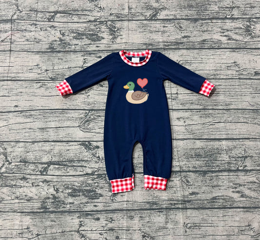 presale LR2721   Baby Boys Hearts Ducks Valentine Footie Rompers  D 925