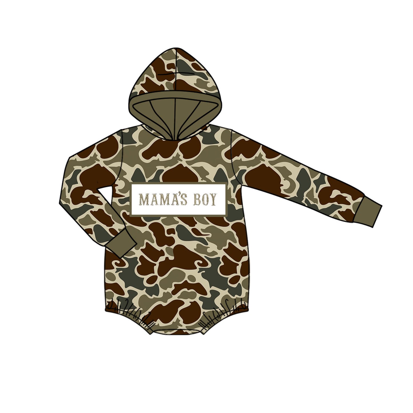 presale LR2791 Baby Boys Brown Camo Mama's Boy Hoodie Rompers   D 1015