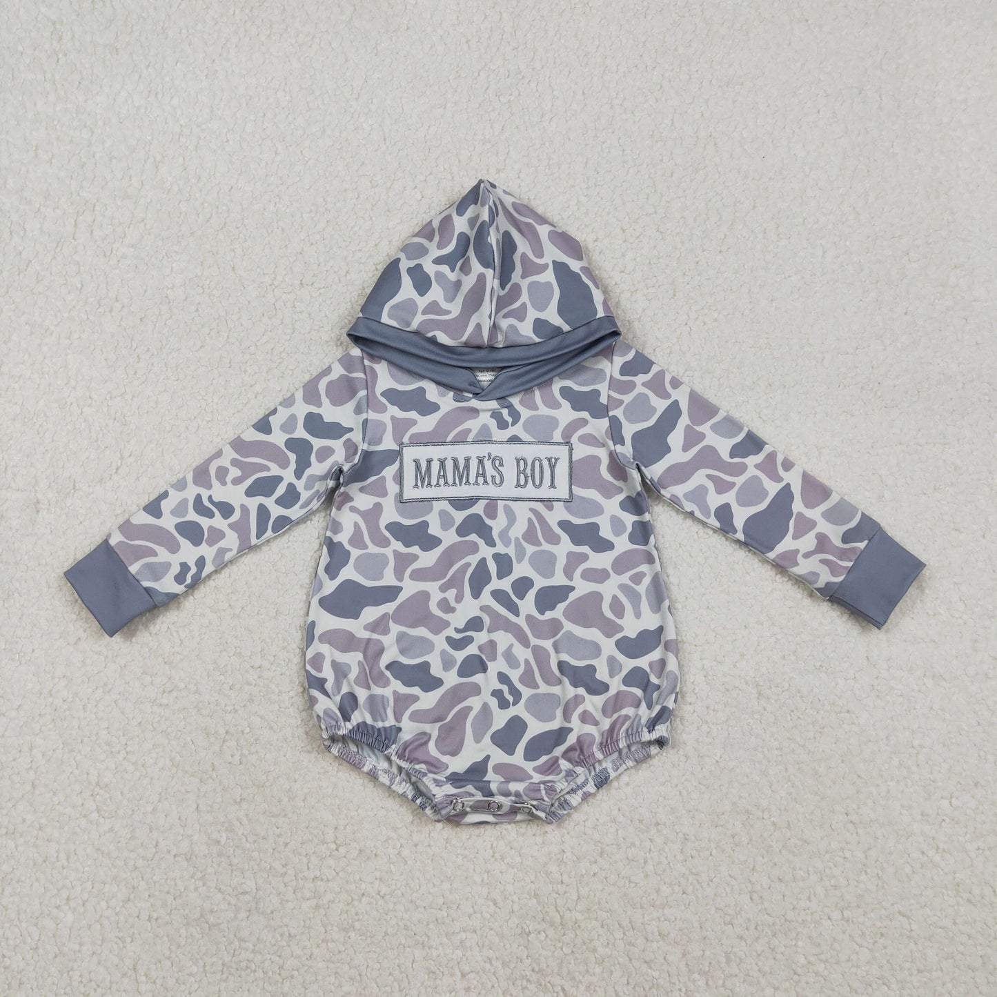 Sibling Baby Boys Southern Camo Embroidery Hoodie 'Mama's Boy' Top for Newborn Boys with Hood Comfortable Cotton Clothes