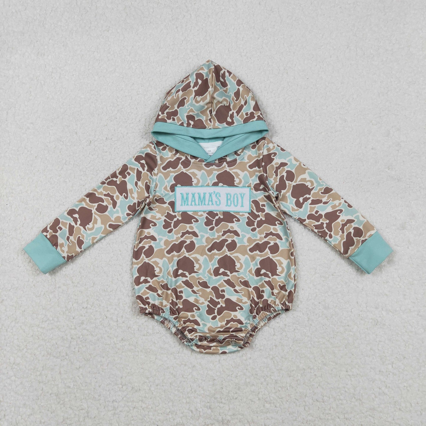 Sibling Baby Boys Southern Camo Embroidery Hoodie 'Mama's Boy' Top for Newborn Boys with Hood Comfortable Cotton Clothes