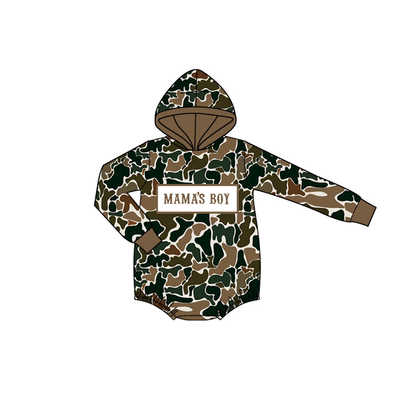 presale LR2796 Baby Boys Dark Brown Camo Mama's Boy Hoodie Rompers D 1017