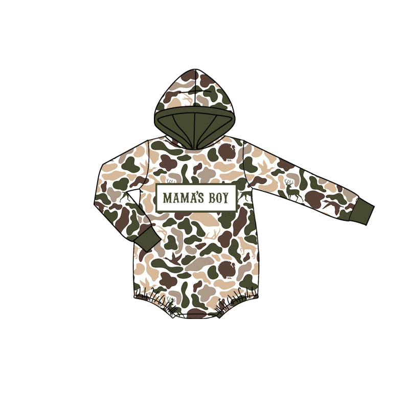 presale LR2797 Baby Boys Deer Ducks Camo Mama's Boy Hoodie Rompers  D 1017