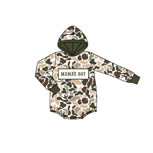 presale LR2797 Baby Boys Deer Ducks Camo Mama's Boy Hoodie Rompers  D 1017