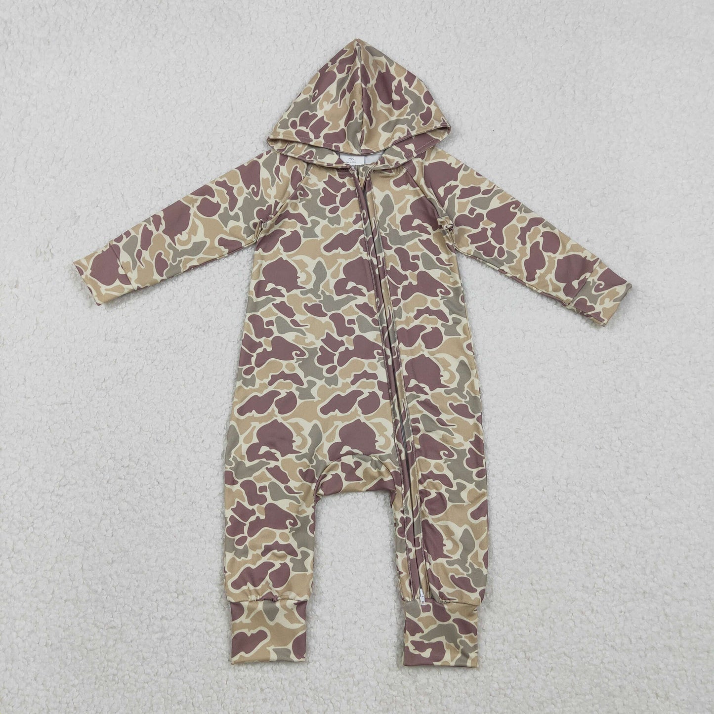 Sibling Baby Boys Camo Hoodie Rompers with Button Two-Way Zip Convertible Southern Hunting Design Baby Outfit for Boys