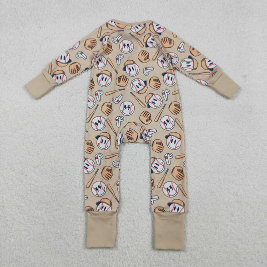 LR2816 Baby Boys Smile Baseballs Team Two Way Zip Convertible Rompers D 1122
