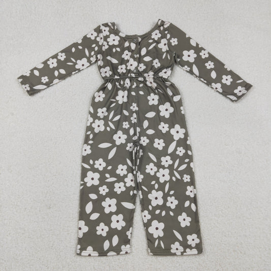 Baby Girls Plaid Jumpsuits with Pockets Small Flowers Print Pants for Little Ones