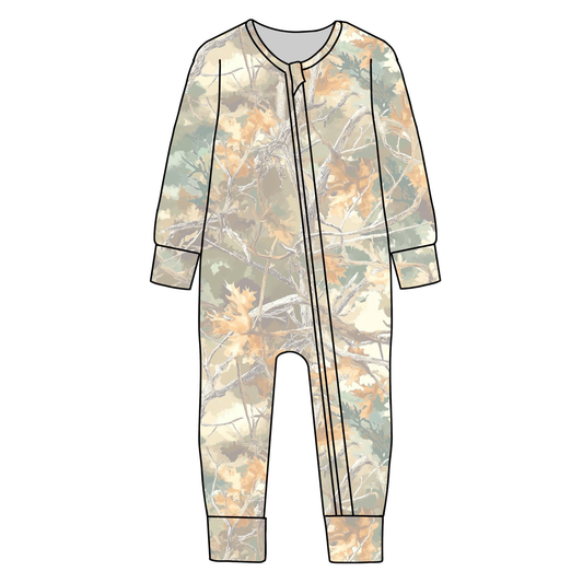 presale LR2863 Baby Boys Leaves Camo Southern Zipper Footie Rompers D 1115