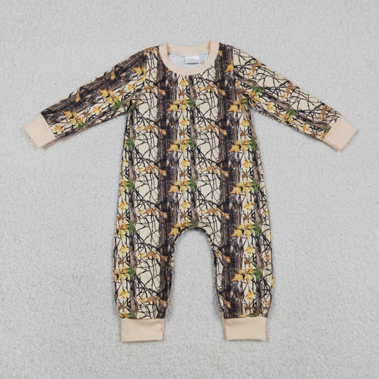 Baby Boys Long Sleeve Southern Leaves Camouflage Footie Rompers for Infants