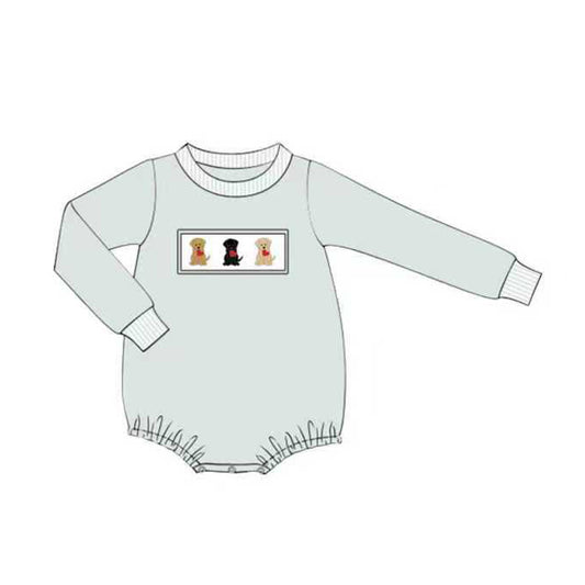 presale LR2873 Baby Boys Long Sleeve Dogs Hearts Valentine Rompers   D 1121