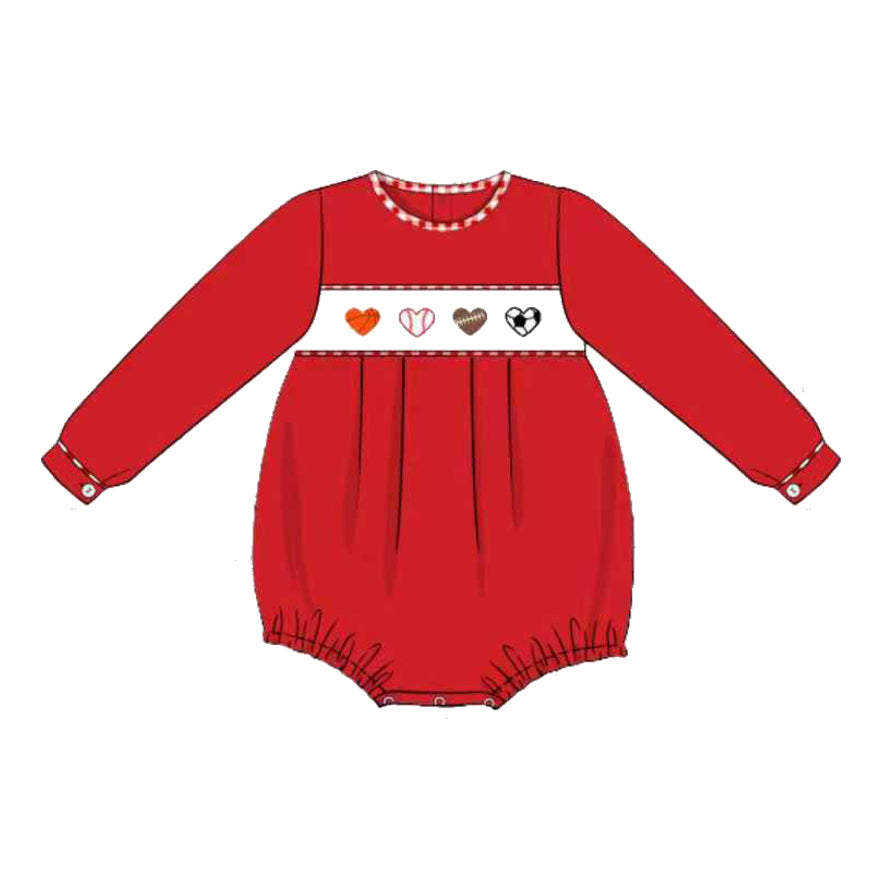 presale LR2874 Baby Boys Long Sleeve Hearts Balls Valentine Rompers  D 1121