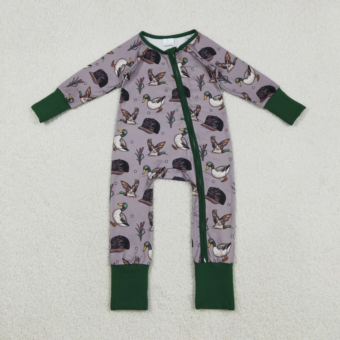 Baby Boys Camouflage Convertible Rompers with Two-Way Zipper Duck Hunting Theme Adjustable Hat Included