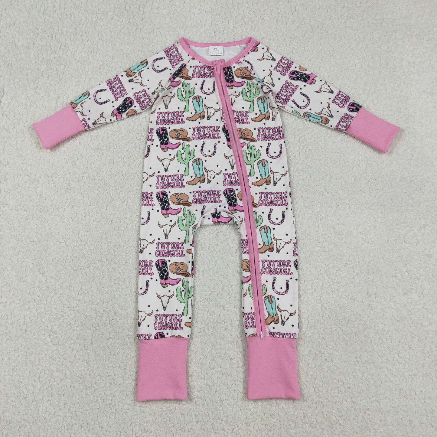 Baby Girls Cactus Cowgirls Western Two-Way Zip Convertible Rompers for Infants