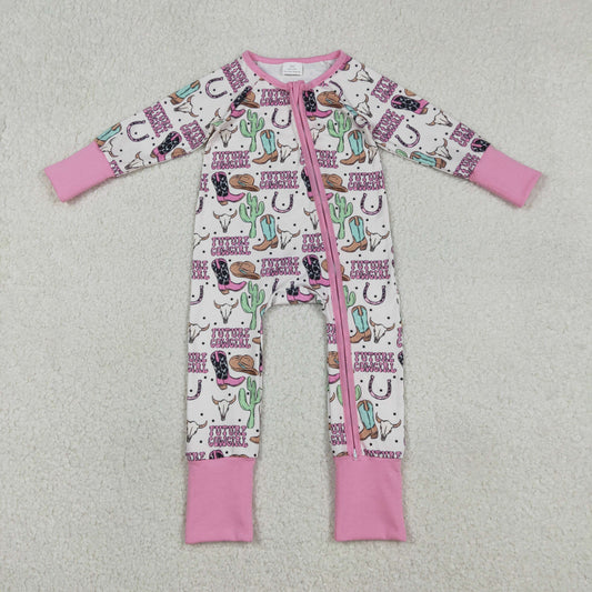 Baby Girls Cactus Cowgirls Western Two-Way Zip Convertible Rompers for Infants