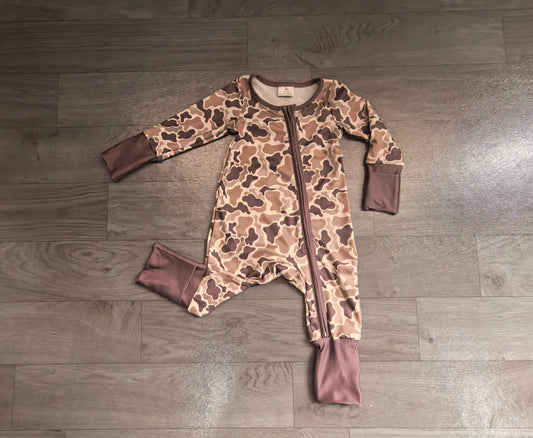Pre order baby boy camo zip sleeper PJ