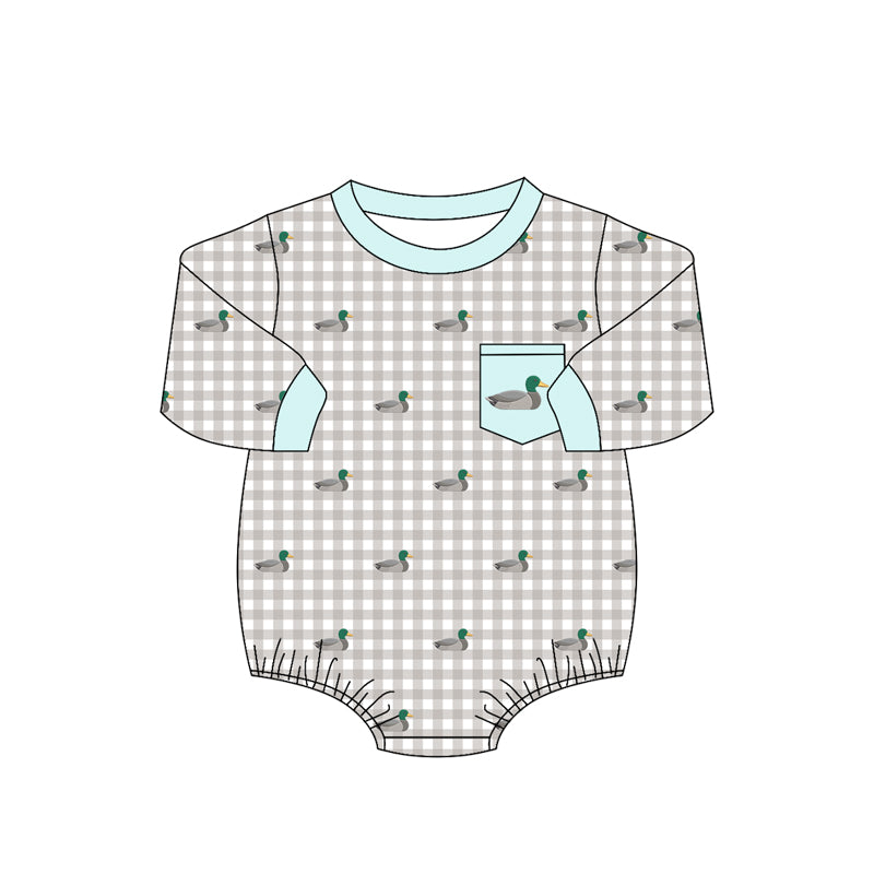 Pre order long sleeve gingham duck romper
