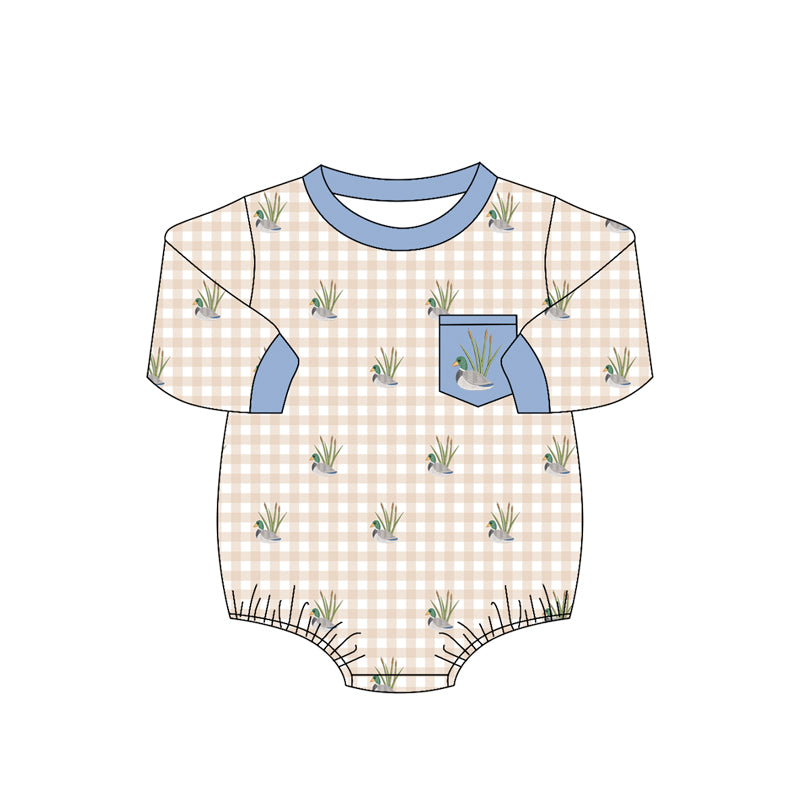 Pre order long sleeve gingham duck romper