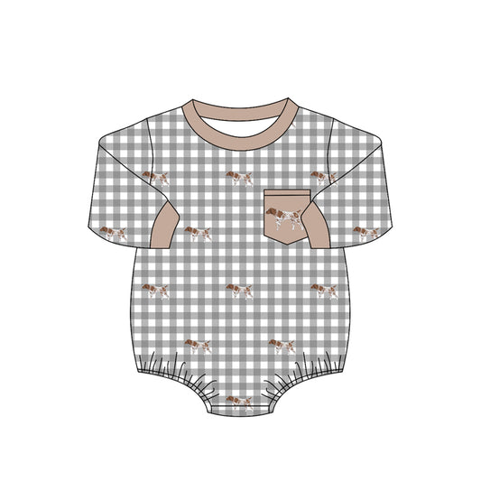 Pre order long sleeve gingham dog romper