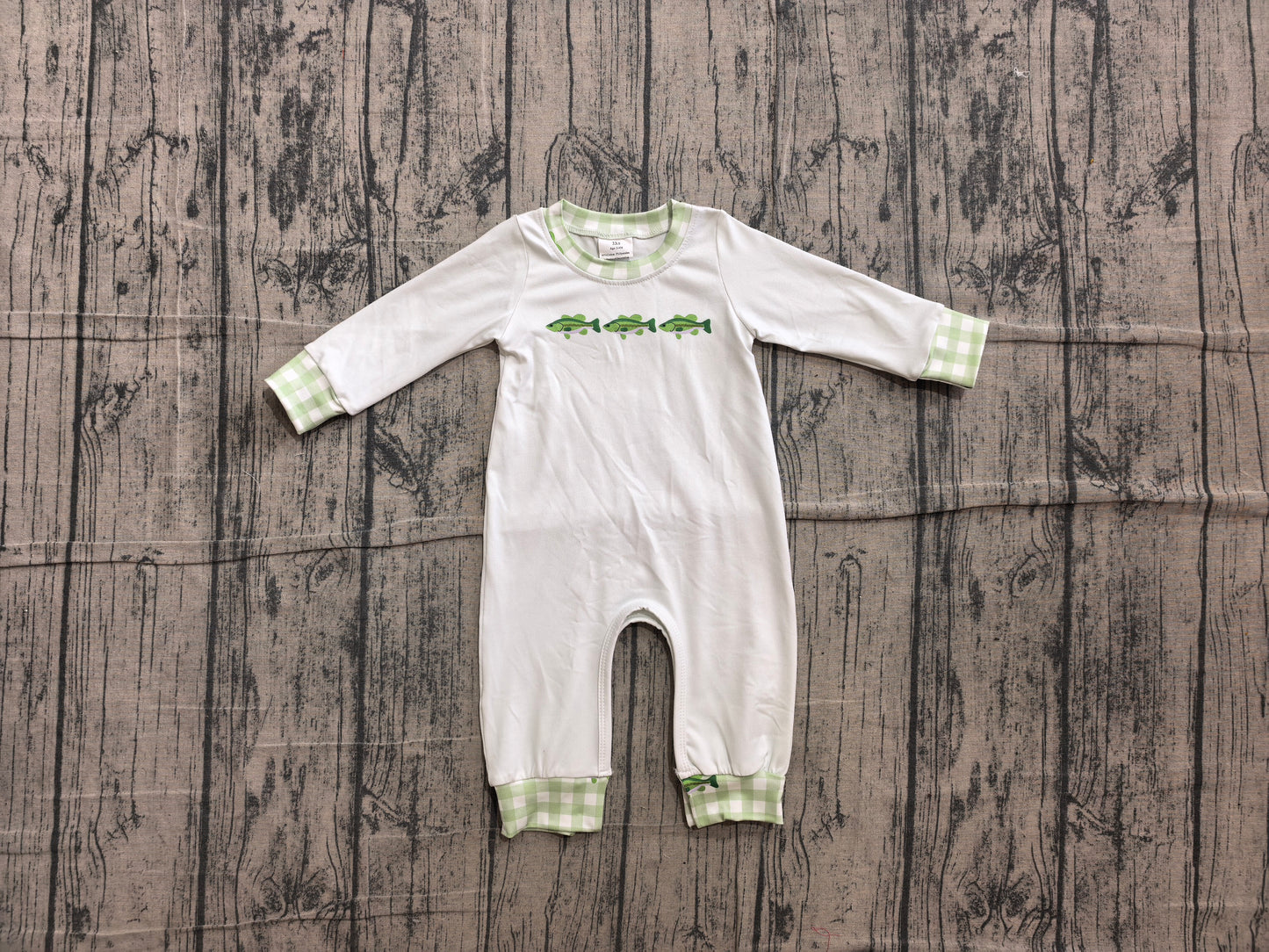 Pre order long sleeve fish print snap romper
