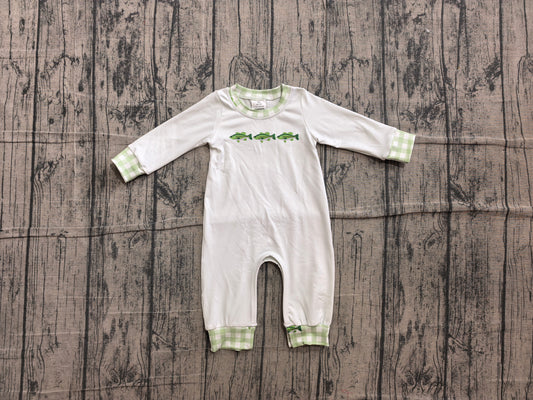 Pre order long sleeve fish print snap romper