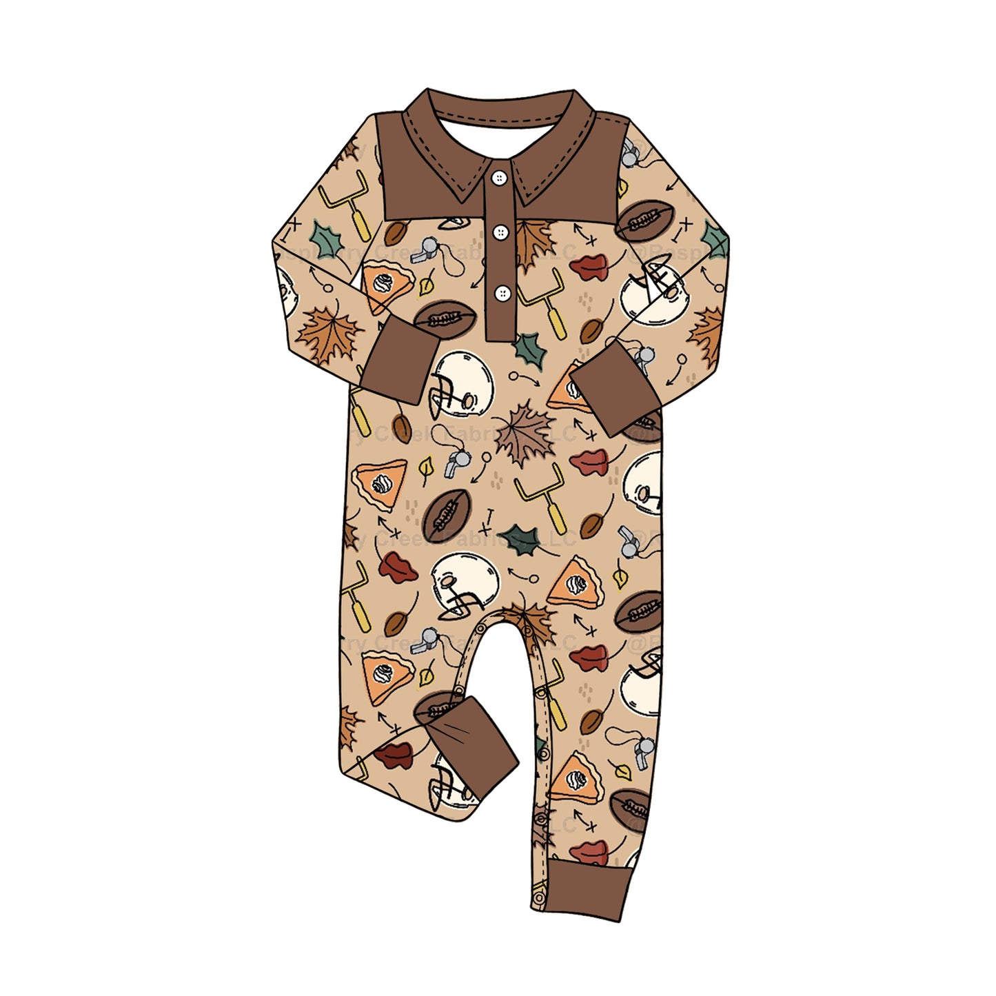 Pre order long sleeve fall football polo romper