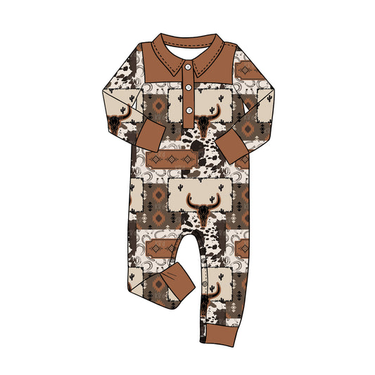 Pre order long sleeve cowboy polo romper