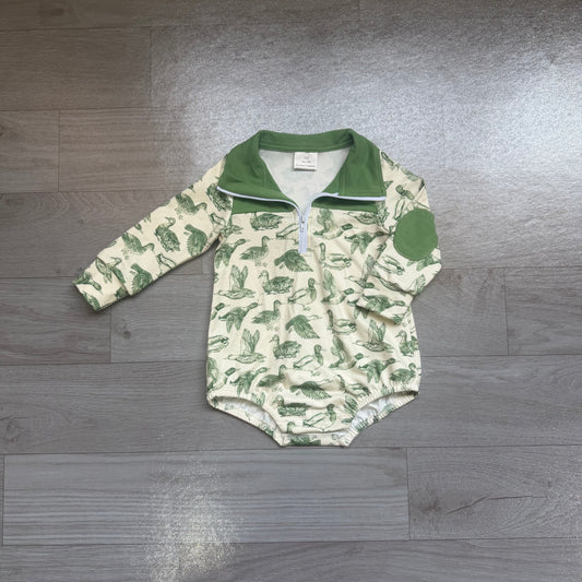 Pre order green mallard zip romper