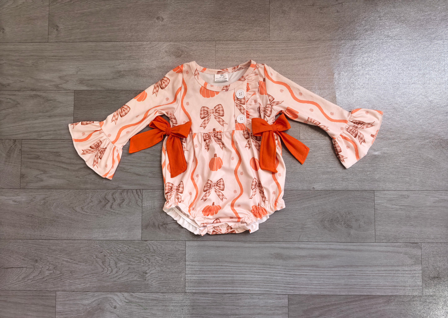 Pre order long sleeve pumpkin romper