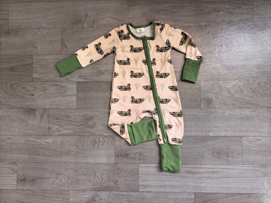 Pre order long sleeve camo duck zippy pj romper