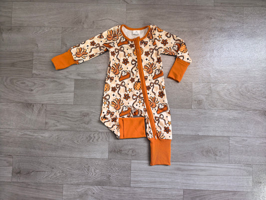 Pre order thanksgiving day turkey zippy pj romper