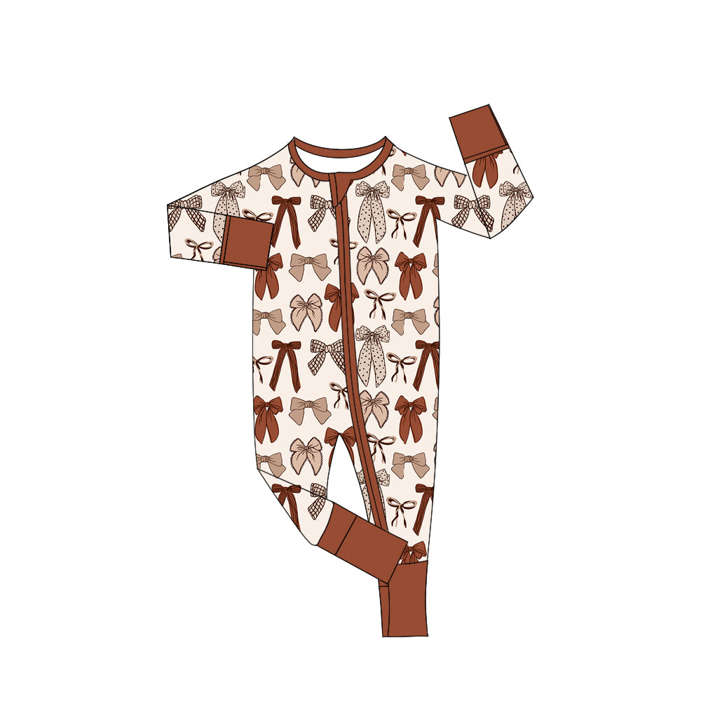 Pre order brown coquette long sleeve zip sleeper PJ