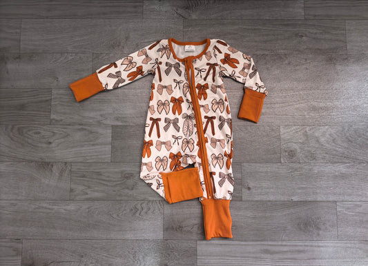 Pre order fall brown coquette print zip sleeper PJ
