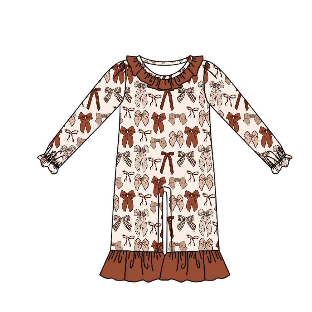 Pre order brown coquette long sleeve ruffle romper