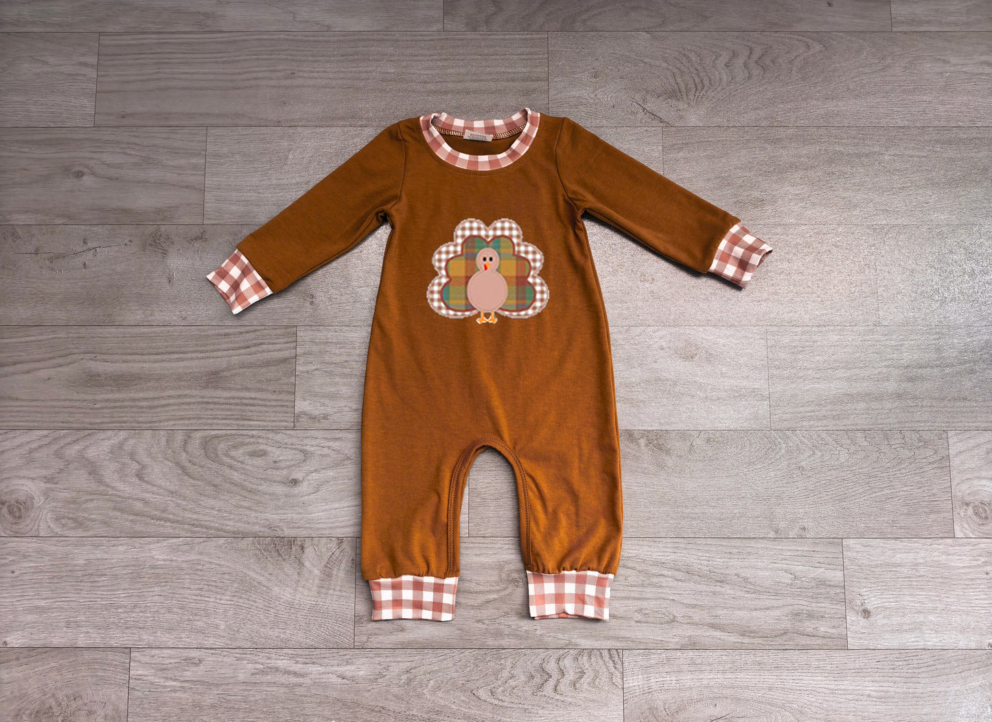 Pre order embroidery turkey romper baby clothing