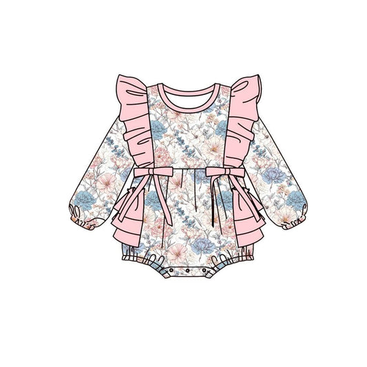 Pre order long sleeve flower ruffle romper