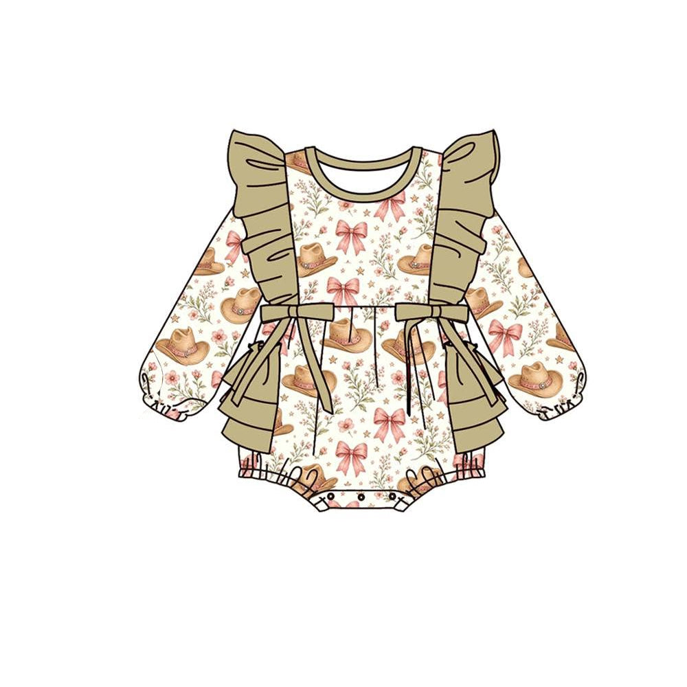 Pre order long sleeve cowgirl ruffle romper