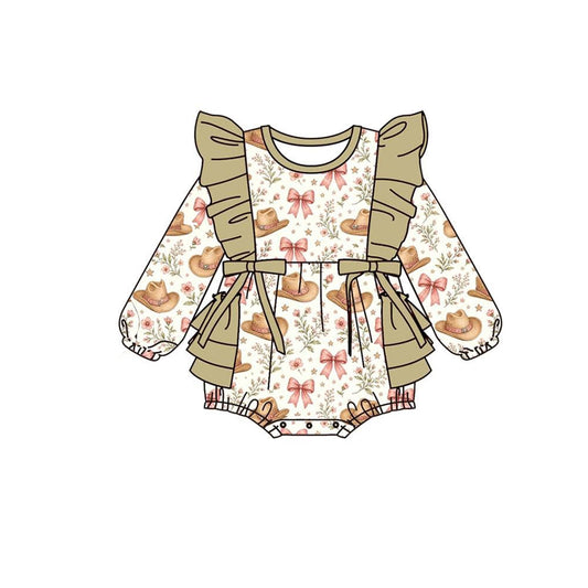 Pre order long sleeve cowgirl ruffle romper