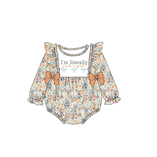 Pre order long sleeve i'm literally just a girl floral romper