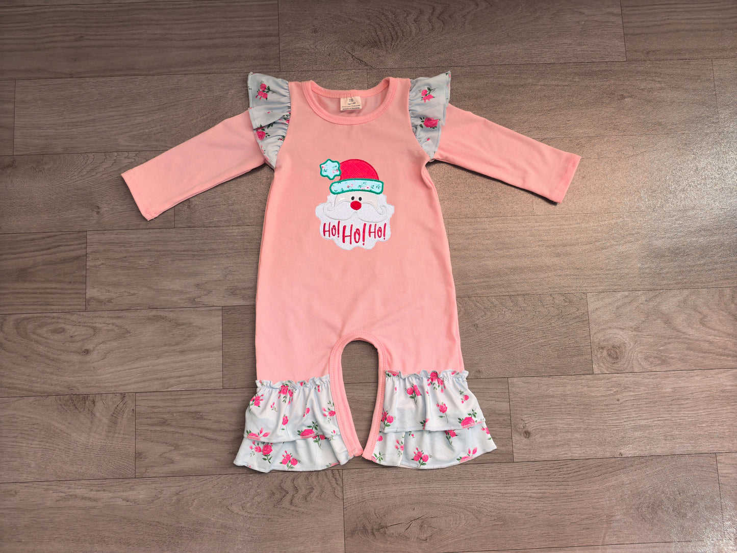 Pre order hohoho santa embroidery girl romper
