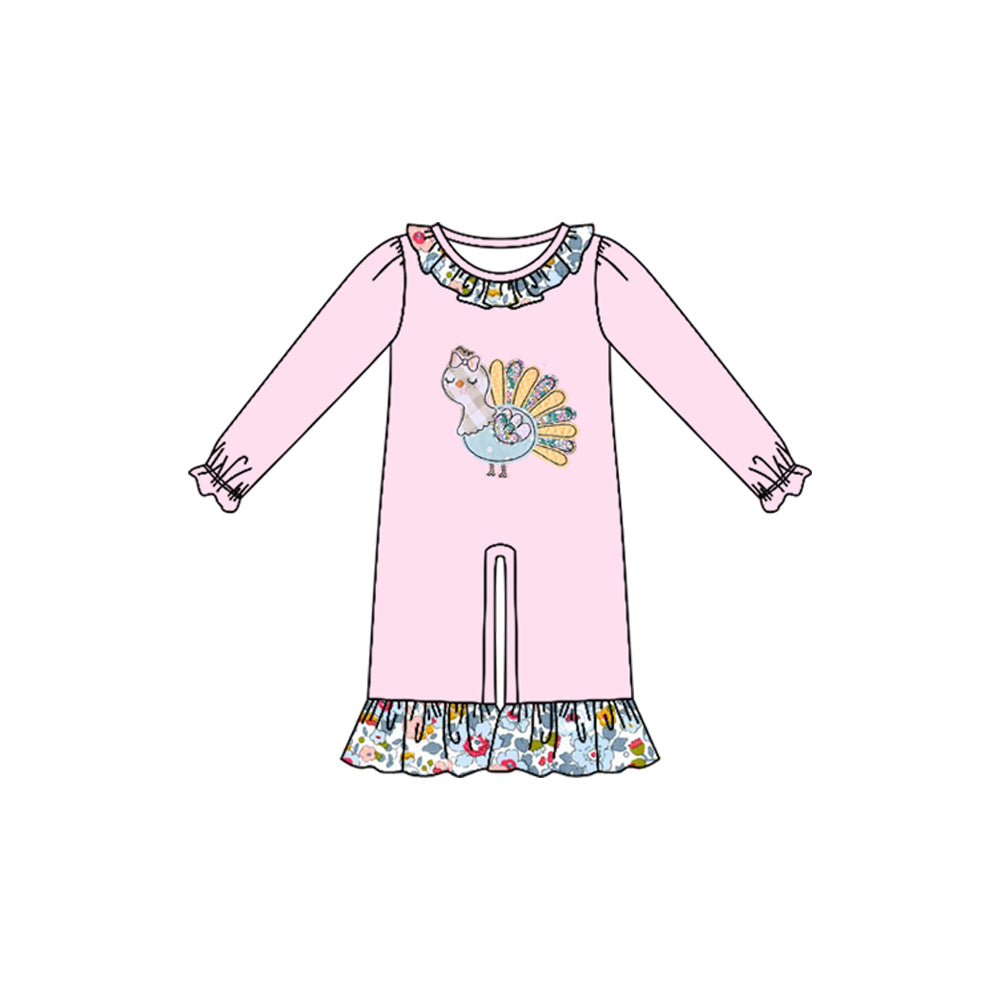 Pre order pink floral turkey sibling girl clothing