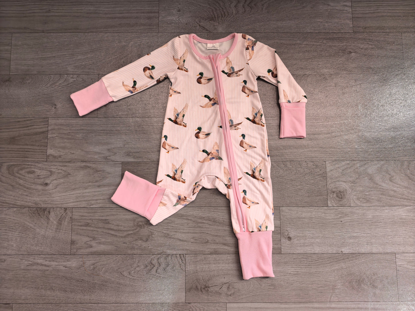 Pre order pink striped mallard zip sleeper PJ