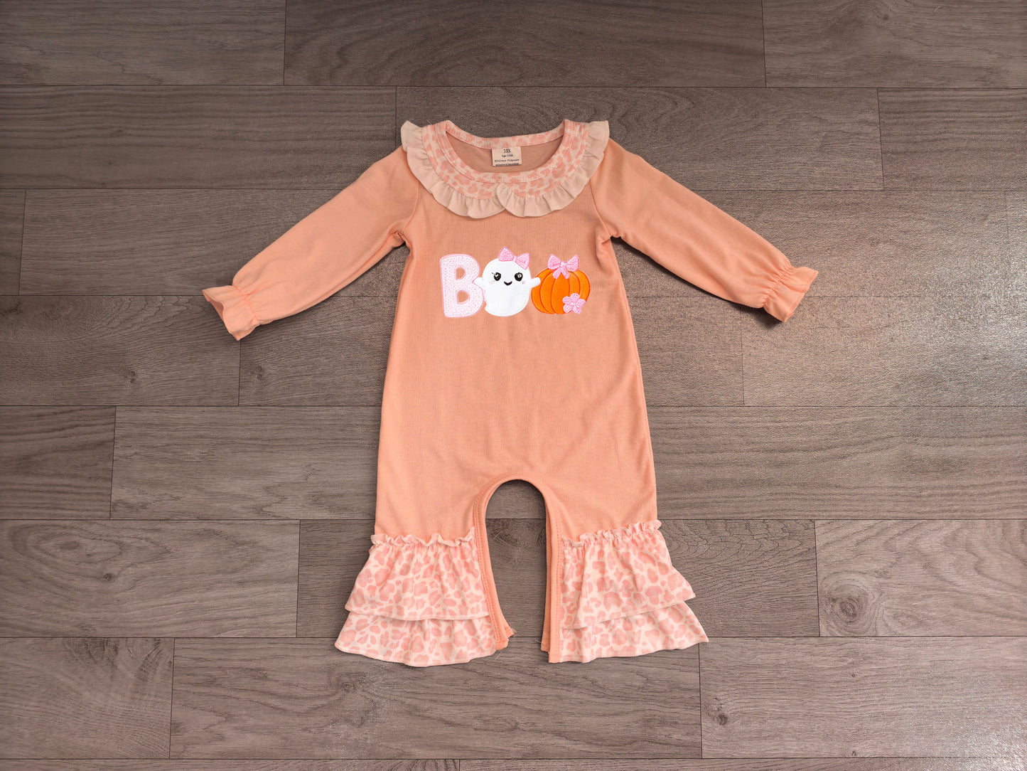 Pre order embroidery boo ruffle collared romper