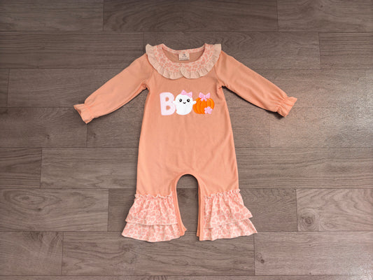 Pre order embroidery boo ruffle collared romper