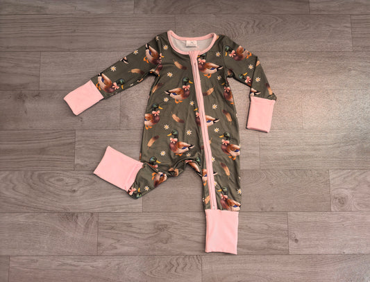 Pre order duck call baby zip sleeper PJ girl