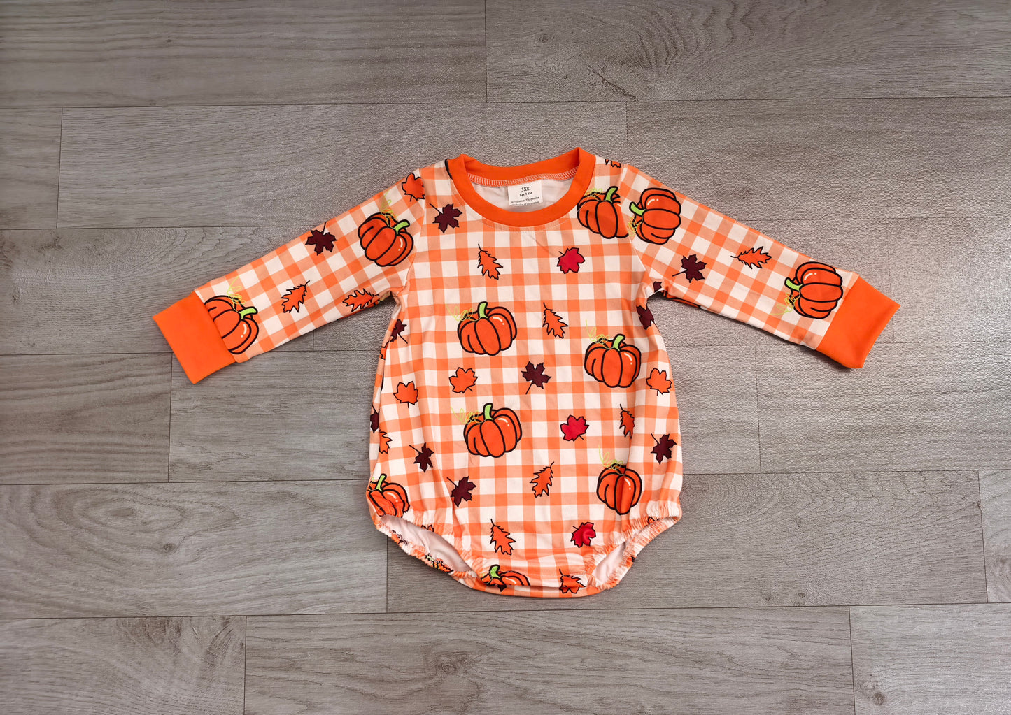 Pre order  orange plaid fall leaf pumpkin sibling clothing